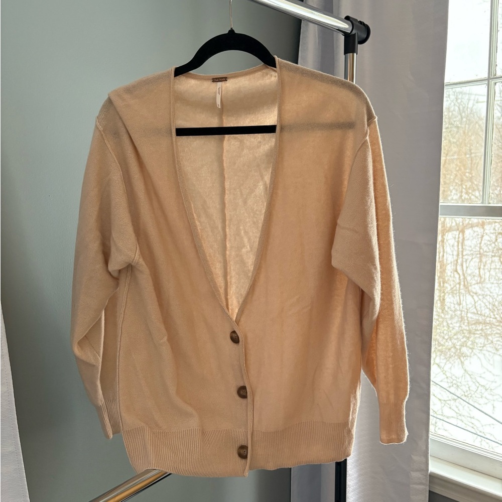 Free People Cashmere Women's Cream Cardigan Sweater